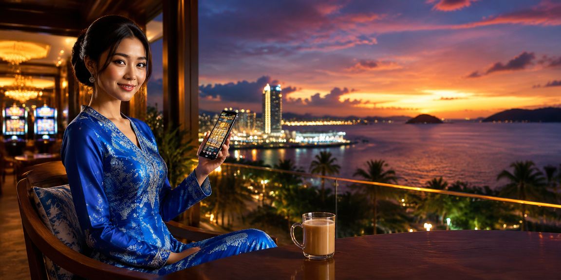 Pengguna membuat deposit permainan dalam talian sv4 di Kota Kinabalu dengan pakaian tradisional